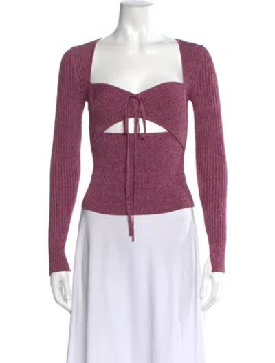 Pre-owned Simkhai Square Neckline Long Sleeve Crop Top In Purple