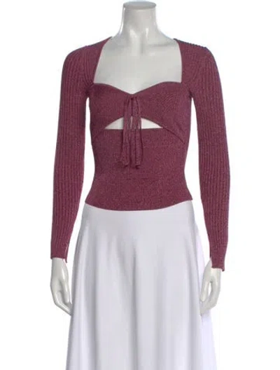 Pre-owned Simkhai Square Neckline Long Sleeve Crop Top In Purple