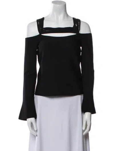 Pre-owned Simkhai Square Neckline Long Sleeve Crop Top W/ Tags In Black