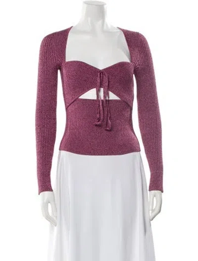 Pre-owned Simkhai Square Neckline Long Sleeve Crop Top W/ Tags In Pink