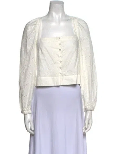 Pre-owned Simkhai Square Neckline Long Sleeve Crop Top In White