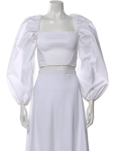 Pre-owned Simkhai Square Neckline Long Sleeve Crop Top In White