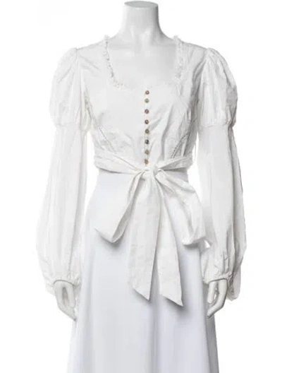 Pre-owned Simkhai Square Neckline Long Sleeve Crop Top In White