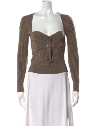 Pre-owned Simkhai Square Neckline Long Sleeve Sweatshirt In Brown