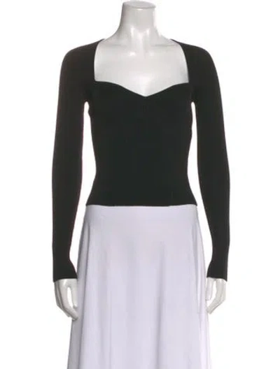 Pre-owned Simkhai Square Neckline Long Sleeve Top In Black