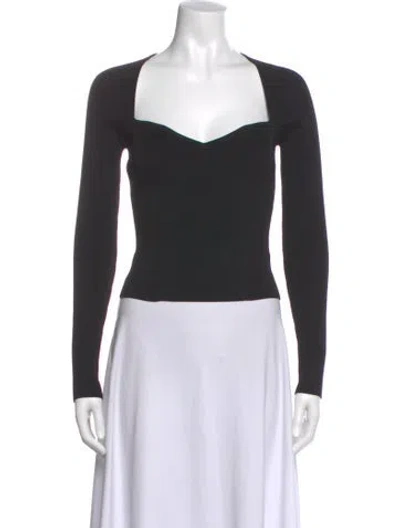 Pre-owned Simkhai Square Neckline Long Sleeve Top In Black