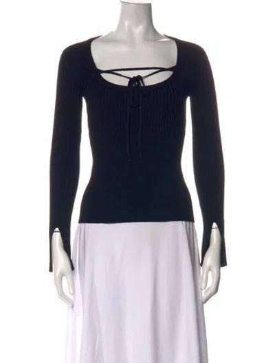 Pre-owned Simkhai Square Neckline Long Sleeve Top In Black