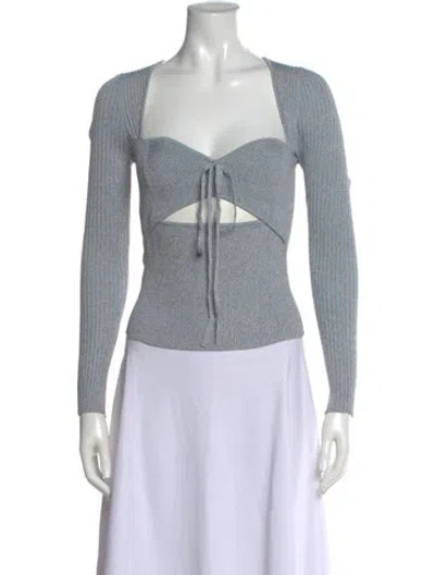 Pre-owned Simkhai Square Neckline Long Sleeve Top In Blue