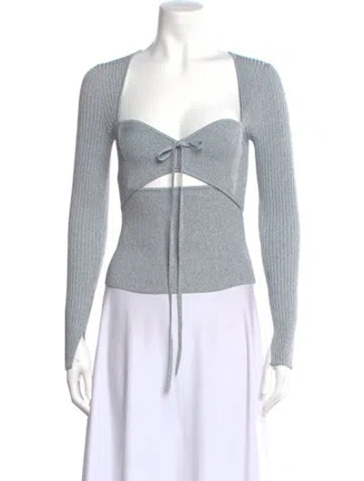 Pre-owned Simkhai Square Neckline Long Sleeve Top In Blue