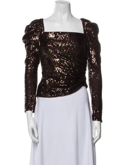 Pre-owned Simkhai Square Neckline Long Sleeve Top In Brown