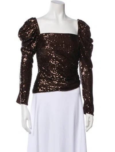 Pre-owned Simkhai Square Neckline Long Sleeve Top In Brown