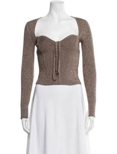 Pre-owned Simkhai Square Neckline Long Sleeve Top In Neutral