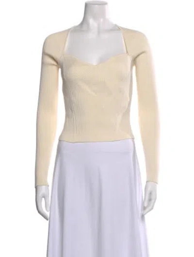 Pre-owned Simkhai Square Neckline Long Sleeve Top In Neutral