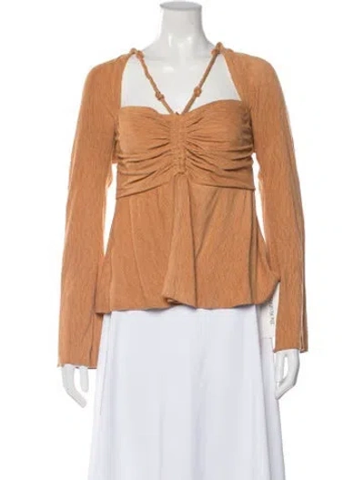 Pre-owned Simkhai Square Neckline Long Sleeve Top In Neutral