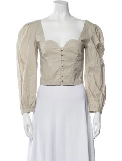 Pre-owned Simkhai Square Neckline Long Sleeve Top In Neutral