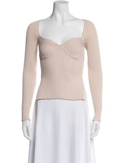 Pre-owned Simkhai Square Neckline Long Sleeve Top In Neutral