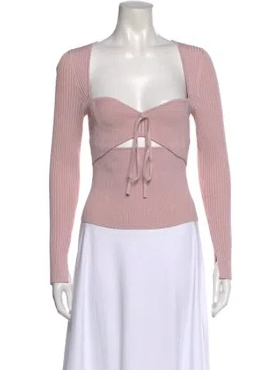 Pre-owned Simkhai Square Neckline Long Sleeve Top In Pink