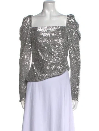 Pre-owned Simkhai Square Neckline Long Sleeve Top In Silver