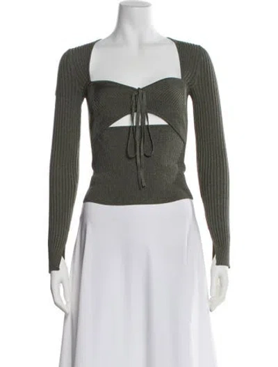 Pre-owned Simkhai Square Neckline Long Sleeve Top W/ Tags In Green