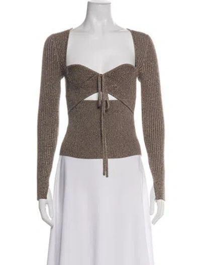 Pre-owned Simkhai Square Neckline Long Sleeve Top W/ Tags In Neutral