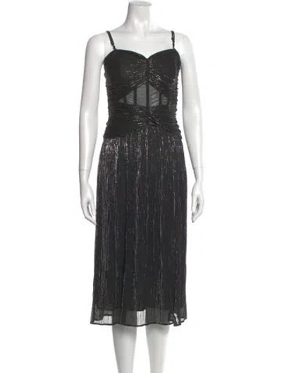 Pre-owned Simkhai Square Neckline Midi Length Dress In Black