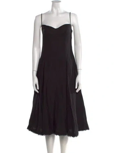 Pre-owned Simkhai Square Neckline Midi Length Dress In Black