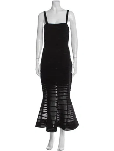 Pre-owned Simkhai Square Neckline Midi Length Dress In Black