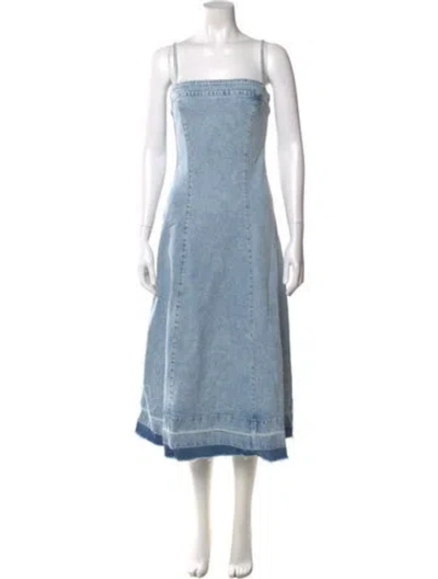 Pre-owned Simkhai Square Neckline Midi Length Dress In Blue