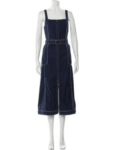 Pre-owned Simkhai Square Neckline Midi Length Dress In Blue