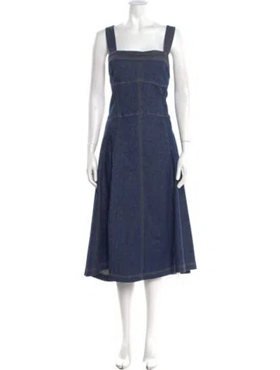 Pre-owned Simkhai Square Neckline Midi Length Dress In Blue