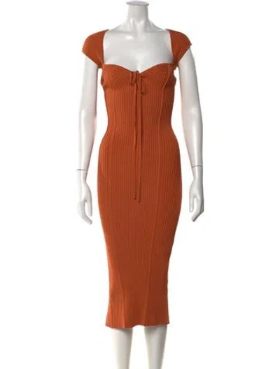 Pre-owned Simkhai Square Neckline Midi Length Dress In Brown