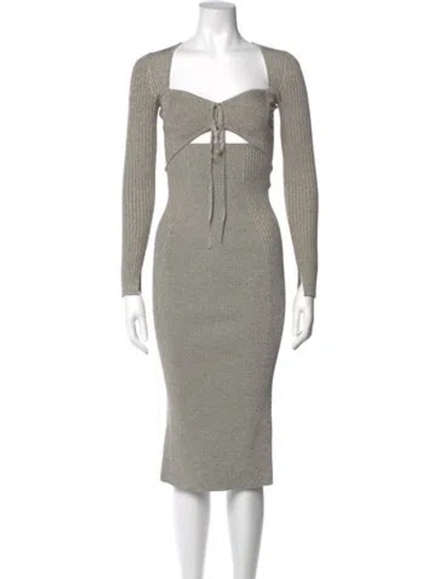 Pre-owned Simkhai Square Neckline Midi Length Dress In Gray