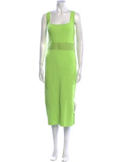 Pre-owned Simkhai Square Neckline Midi Length Dress In Green