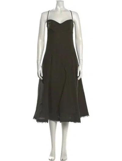 Pre-owned Simkhai Square Neckline Midi Length Dress In Green