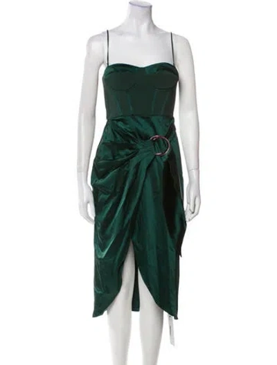 Pre-owned Simkhai Square Neckline Midi Length Dress In Green