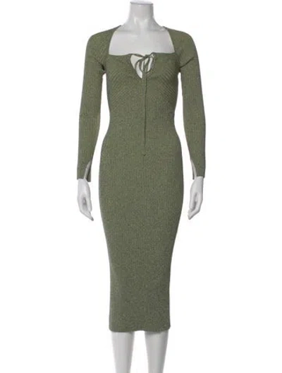 Pre-owned Simkhai Square Neckline Midi Length Dress In Green