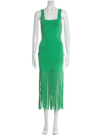 Pre-owned Simkhai Square Neckline Midi Length Dress In Green