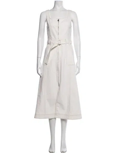 Pre-owned Simkhai Square Neckline Midi Length Dress In Neutral