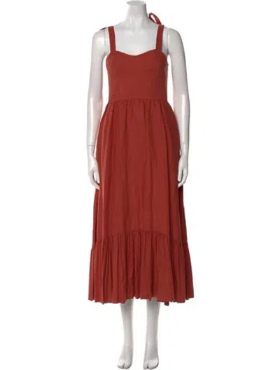 Pre-owned Simkhai Square Neckline Midi Length Dress In Orange