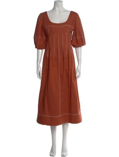 Pre-owned Simkhai Square Neckline Midi Length Dress In Orange