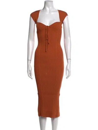Pre-owned Simkhai Square Neckline Midi Length Dress In Orange