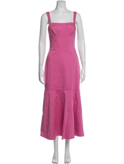 Pre-owned Simkhai Square Neckline Midi Length Dress In Pink