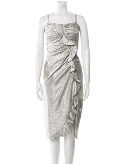 Pre-owned Simkhai Square Neckline Midi Length Dress In Silver