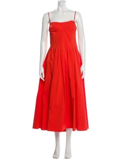 Pre-owned Simkhai Square Neckline Midi Length Dress W/ Tags In Orange