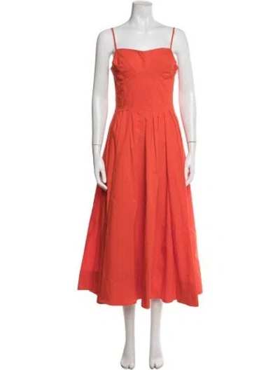 Pre-owned Simkhai Square Neckline Midi Length Dress W/ Tags In Orange