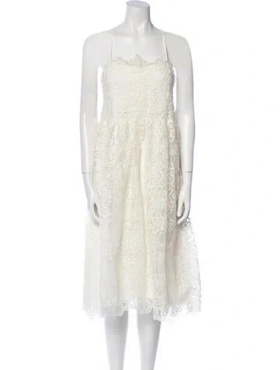 Pre-owned Simkhai Square Neckline Midi Length Dress In White