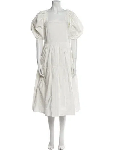 Pre-owned Simkhai Square Neckline Midi Length Dress In White