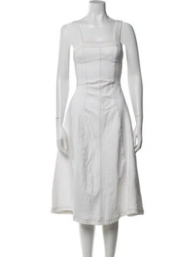 Pre-owned Simkhai Square Neckline Midi Length Dress In White