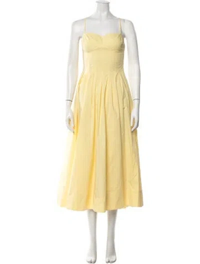 Pre-owned Simkhai Square Neckline Midi Length Dress In Yellow