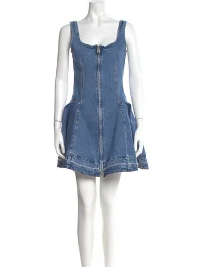 Pre-owned Simkhai Square Neckline Mini Dress In Blue